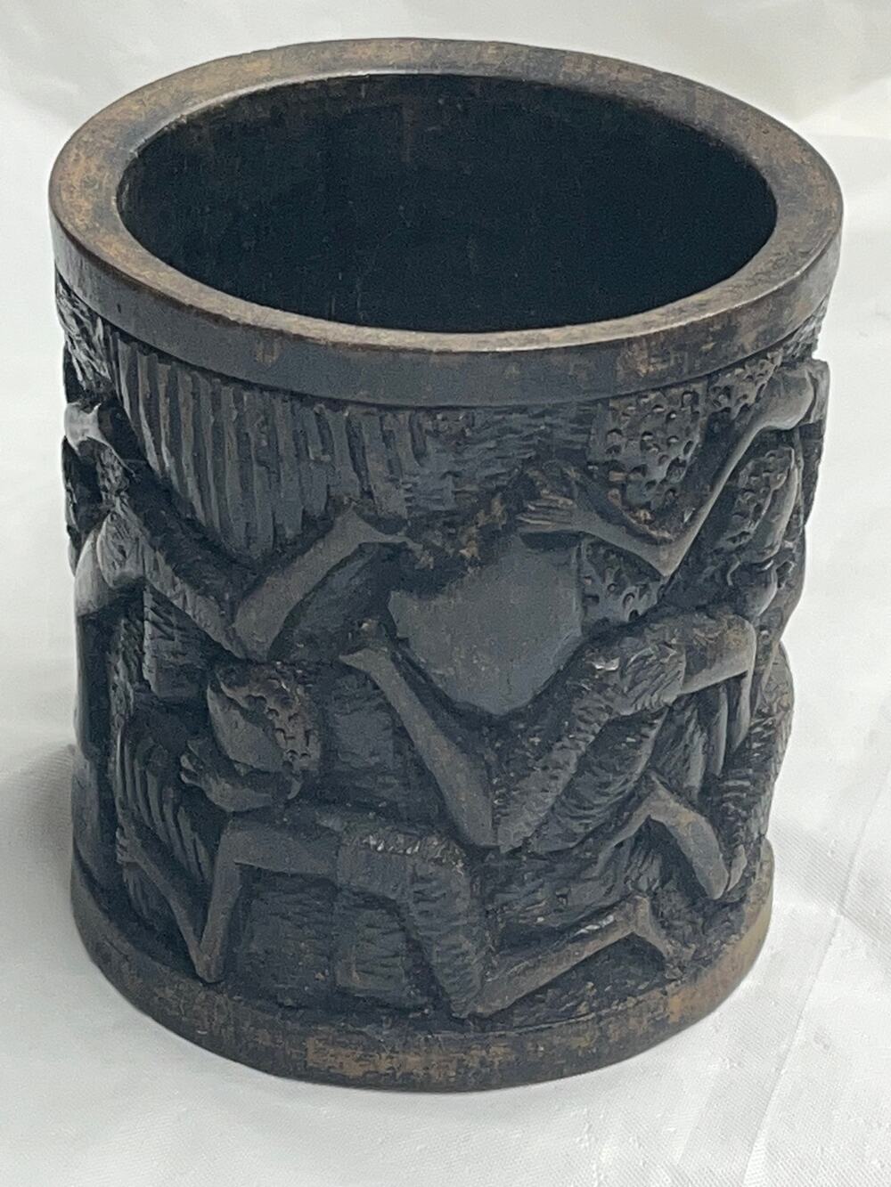 Vintage African Hand Carved Wood Cup Dish
